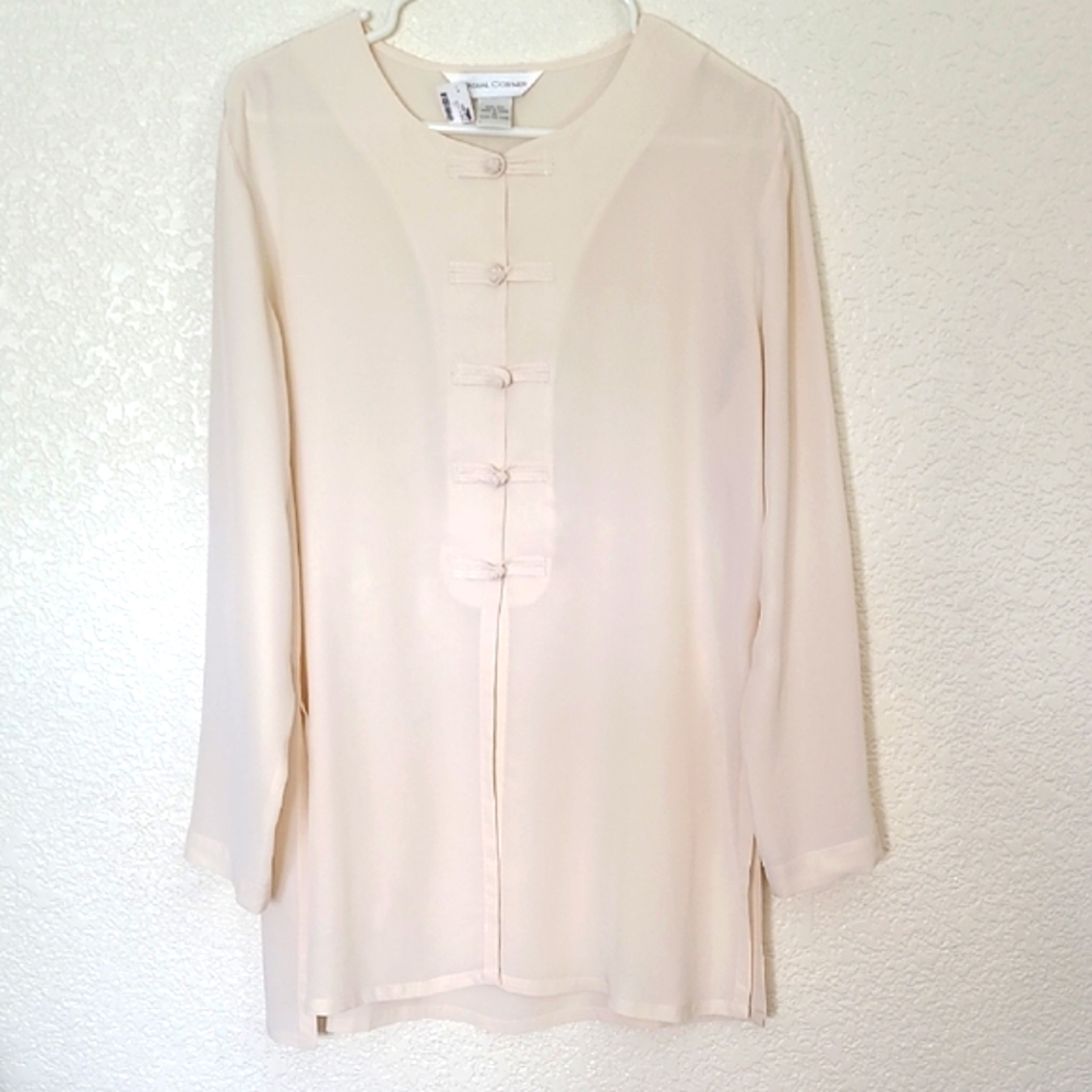 Casual Corner 100% Silk Tunic Blouse, M
